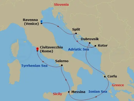 Itinerary schematic diagram