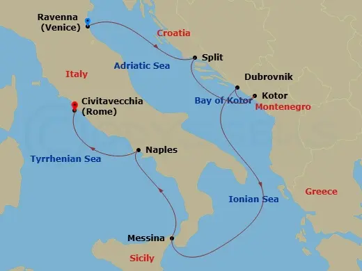 Itinerary schematic diagram