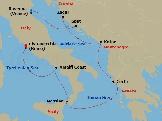 Itinerary schematic diagram