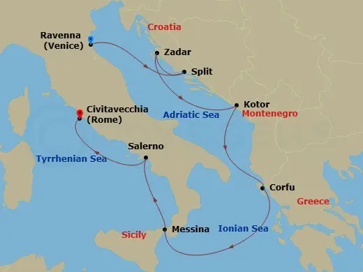 Itinerary schematic diagram