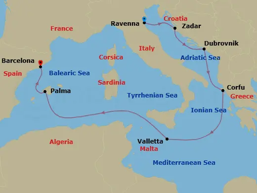 Itinerary schematic diagram