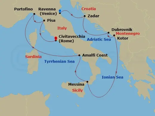 Itinerary schematic diagram