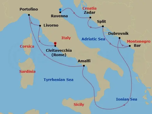 Itinerary schematic diagram