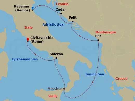 Itinerary schematic diagram