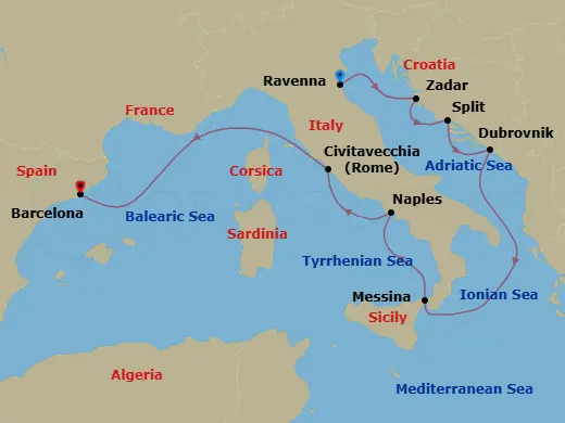 Itinerary schematic diagram