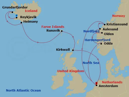 Itinerary schematic diagram