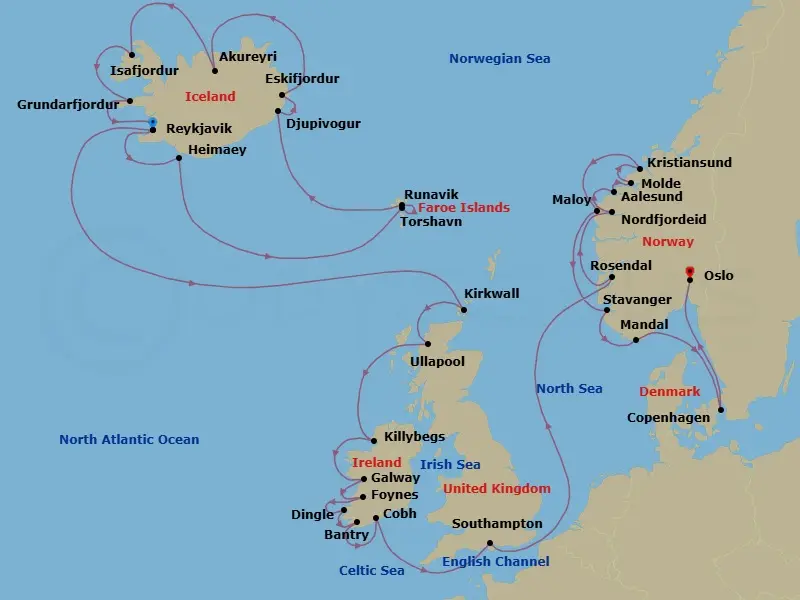 Itinerary schematic diagram