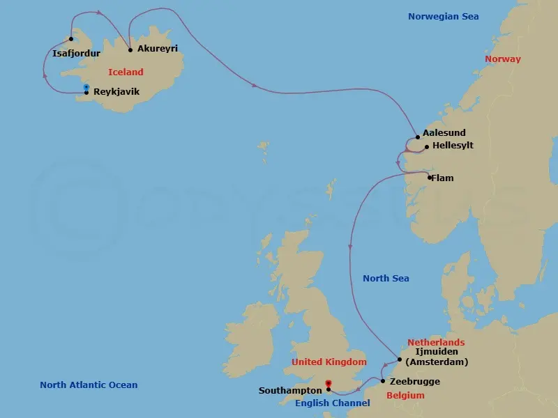 Itinerary schematic diagram