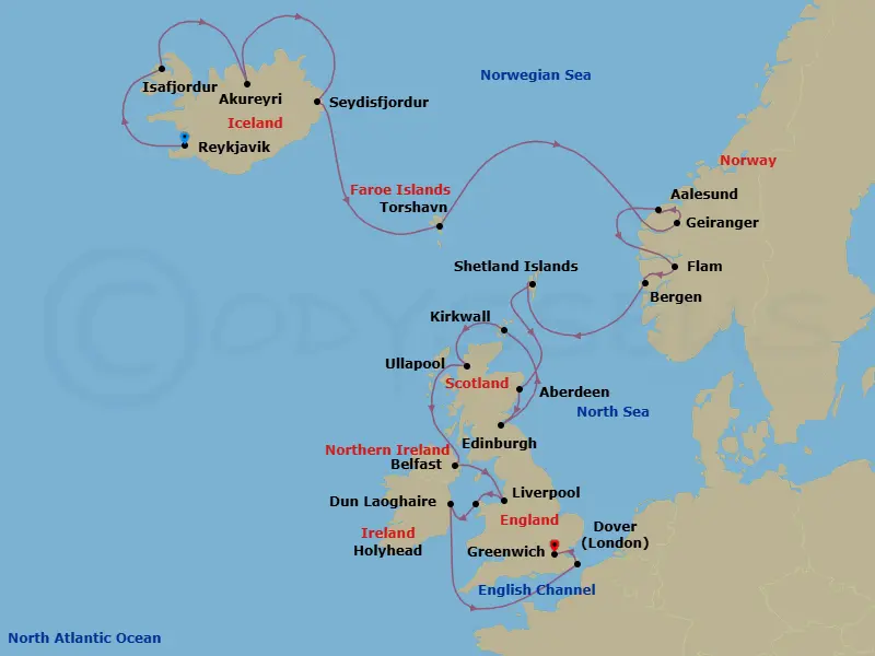 Itinerary schematic diagram