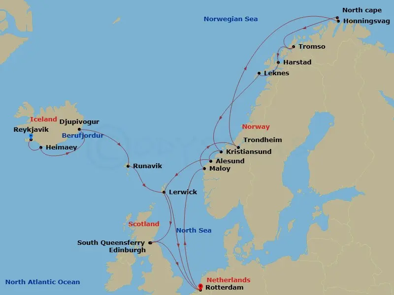 Itinerary schematic diagram