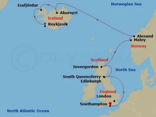 Itinerary schematic diagram