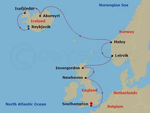 Itinerary schematic diagram