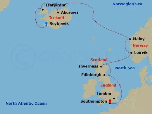 Itinerary schematic diagram
