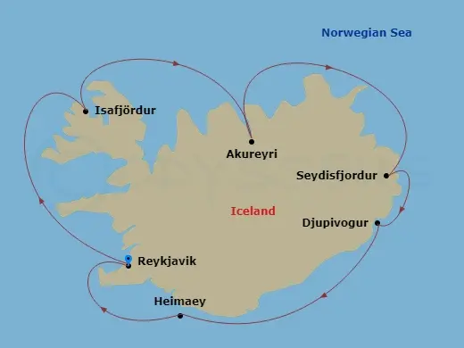 Itinerary schematic diagram