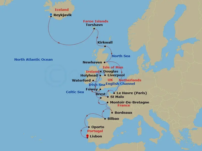 Itinerary schematic diagram