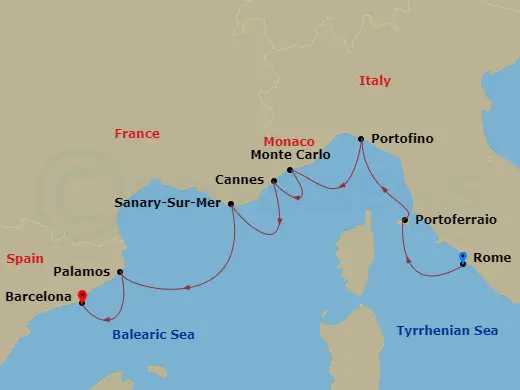 Itinerary schematic diagram