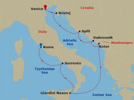 Itinerary schematic diagram