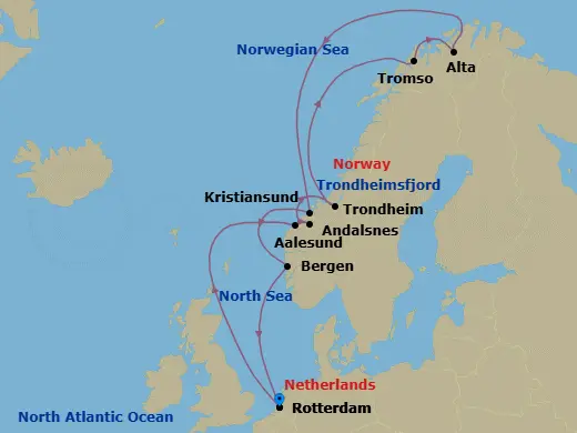 Itinerary schematic diagram