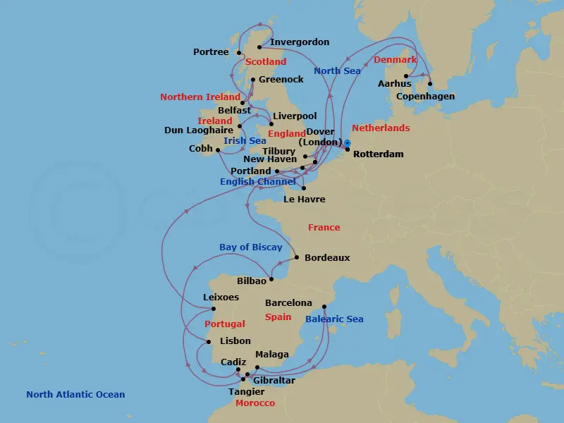 Itinerary schematic diagram