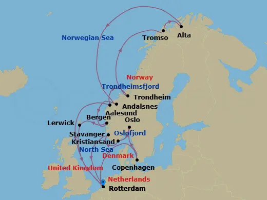Itinerary schematic diagram