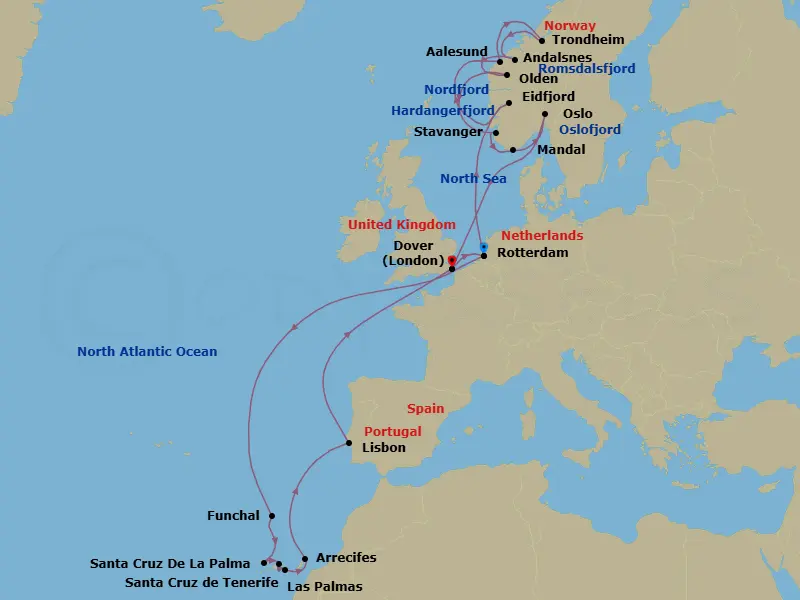 Itinerary schematic diagram