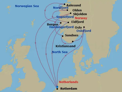 Itinerary schematic diagram