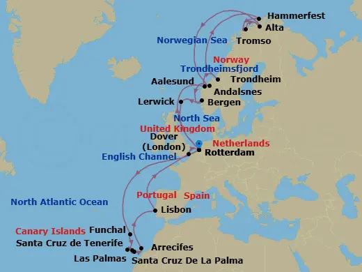 Itinerary schematic diagram