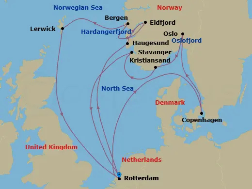 Itinerary schematic diagram