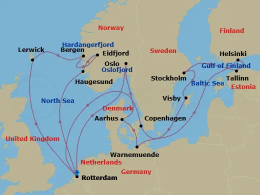 Itinerary schematic diagram