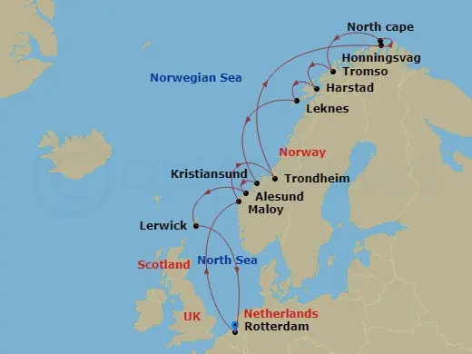 Itinerary schematic diagram