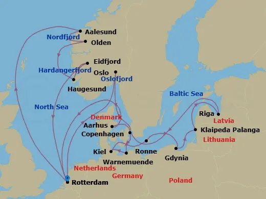 Itinerary schematic diagram