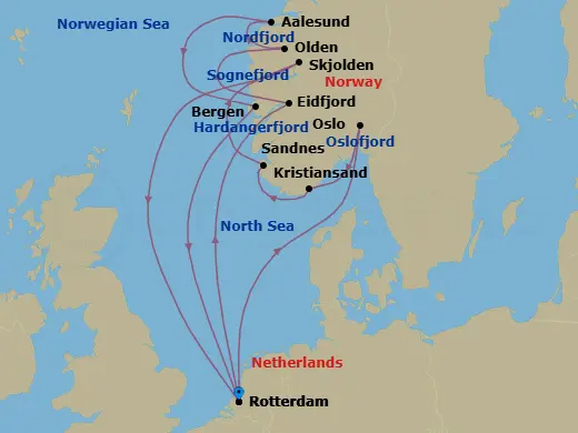 Itinerary schematic diagram