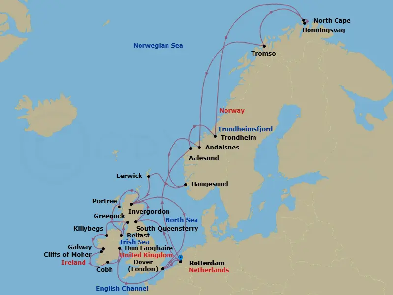 Itinerary schematic diagram