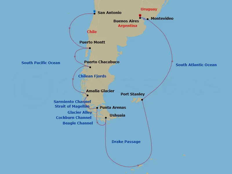 Itinerary schematic diagram