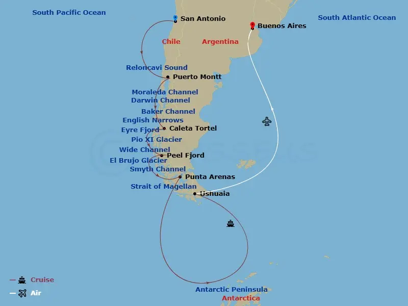 Itinerary schematic diagram
