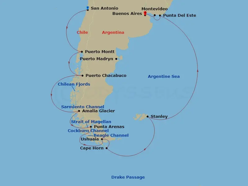 Itinerary schematic diagram