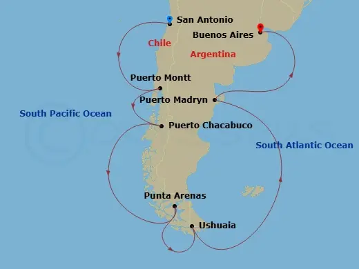 Itinerary schematic diagram