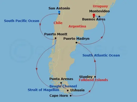 Itinerary schematic diagram