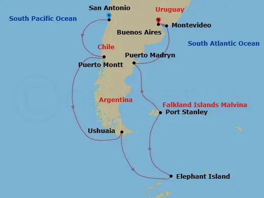 Itinerary schematic diagram