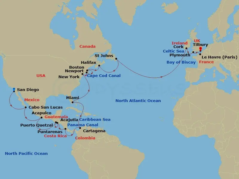 Itinerary schematic diagram