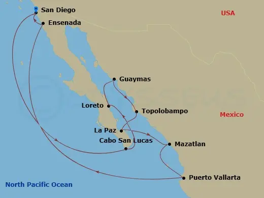 Itinerary schematic diagram