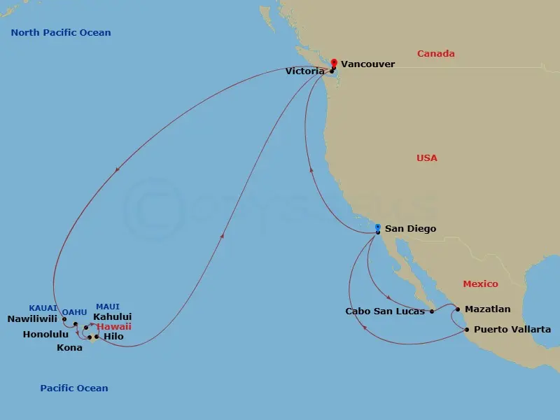 Itinerary schematic diagram