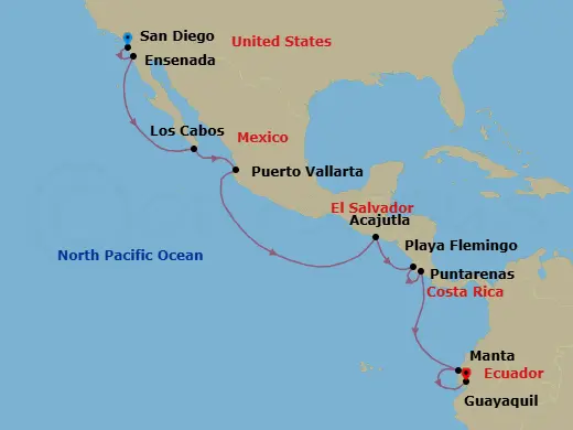 Itinerary schematic diagram