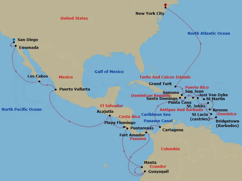 Itinerary schematic diagram