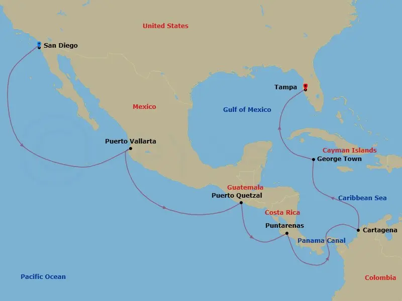 Itinerary schematic diagram