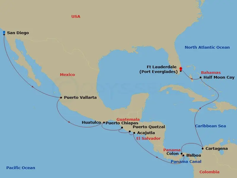 Itinerary schematic diagram
