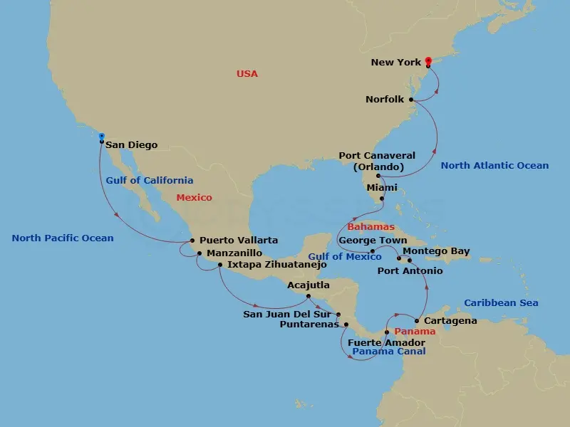 Itinerary schematic diagram