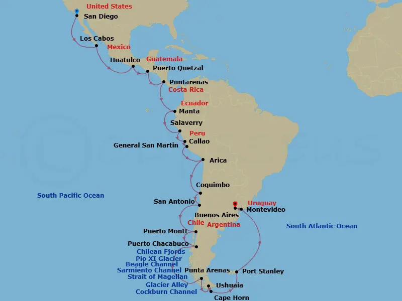 Itinerary schematic diagram