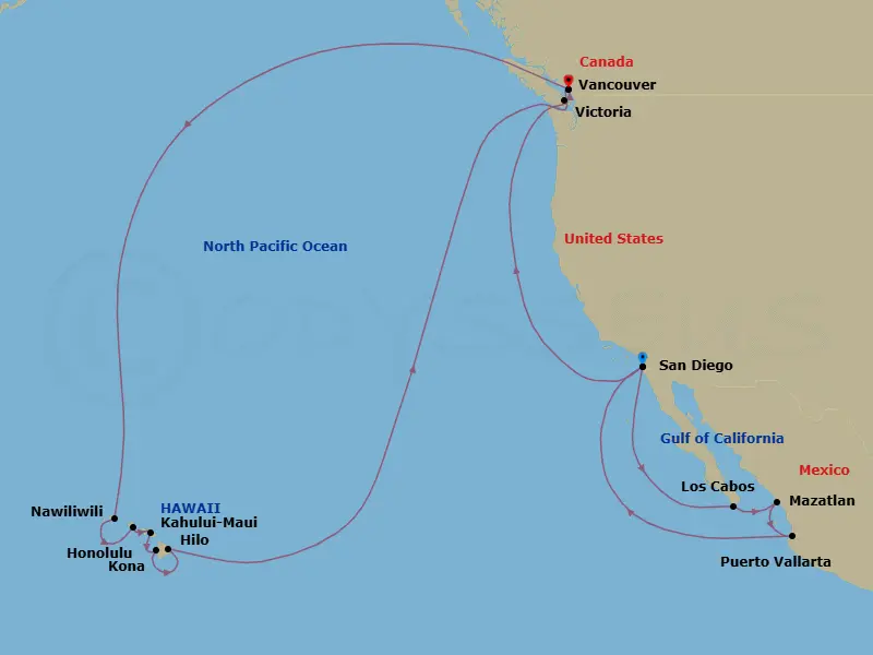 Itinerary schematic diagram