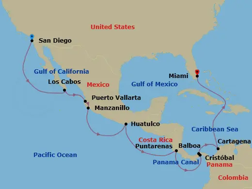Itinerary schematic diagram